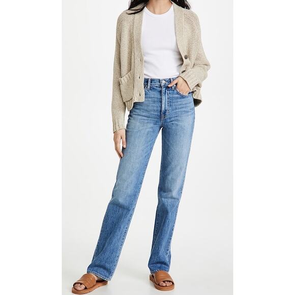 SLVRLAKE London Long High Waisted Straight Leg Jeans in Western Stars Wash